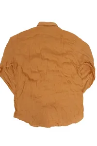 CAMISA EM LINHO MANGA LONGA MOSTARDA ONE POCKET