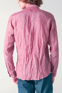 CAMISA EM LINHO MANGA LONGA ROSADO ONE POCKET