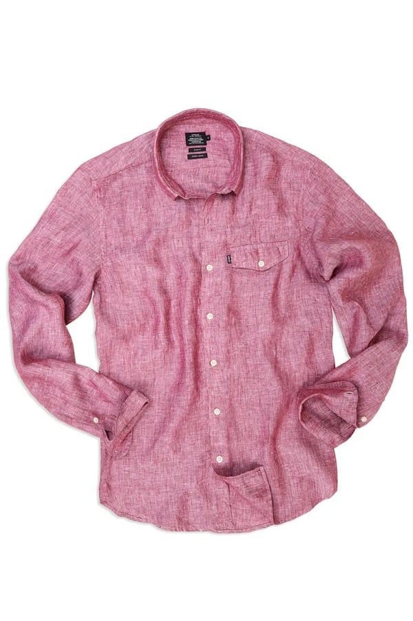CAMISA EM LINHO MANGA LONGA ROSADO ONE POCKET