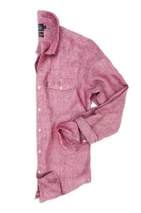 CAMISA EM LINHO MANGA LONGA ROSADO ONE POCKET