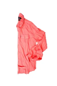 CAMISA EM LINHO MANGA LONGA ROSA ONE POCKET