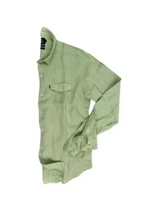 CAMISA EM LINHO MANGA LONGA VERDE AGUA ONE POCKET