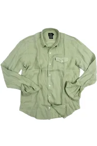 CAMISA EM LINHO MANGA LONGA VERDE AGUA ONE POCKET