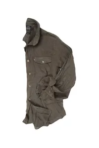 CAMISA EM LINHO MANGA LONGA VERDE MILITAR ONE POCKET