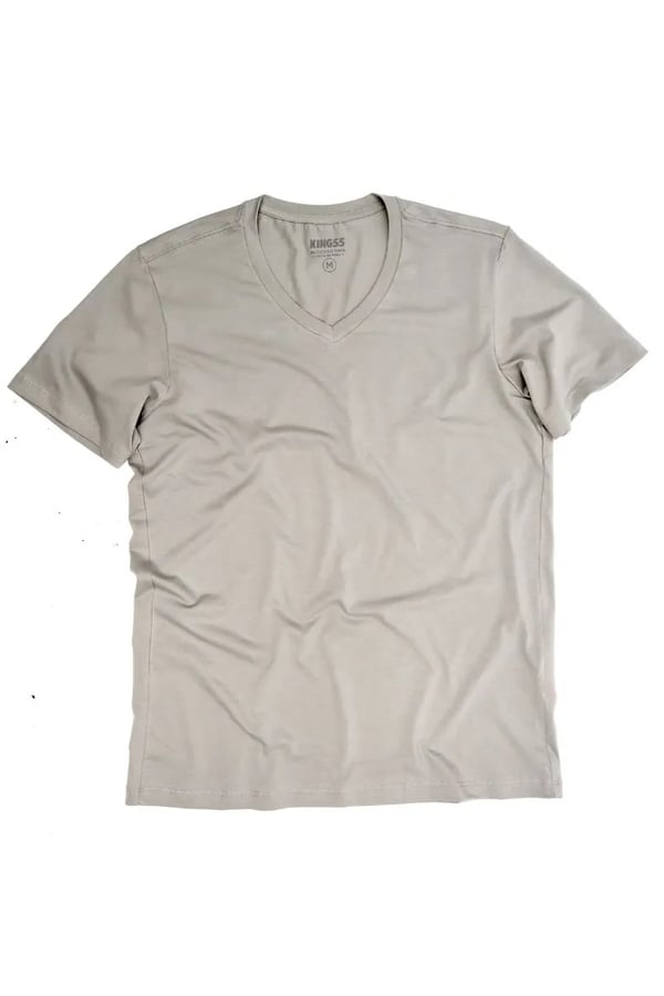 CAMISETA CINZA LISA GOLA V PIMA PLAN