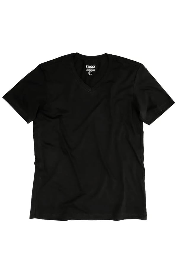 CAMISETA PRETA LISA GOLA V PIMA PLAN
