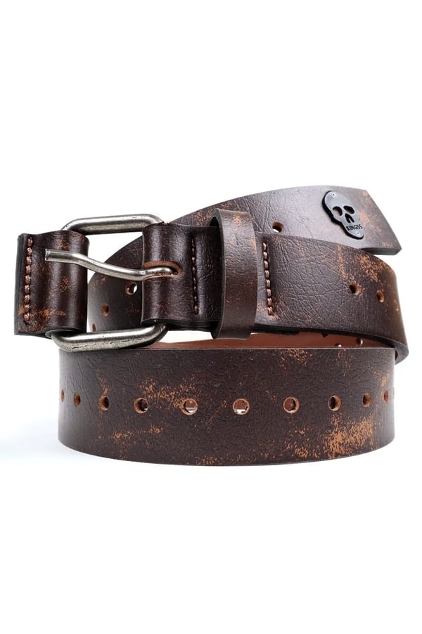 CINTO MARROM CASCA BLACK SKULL