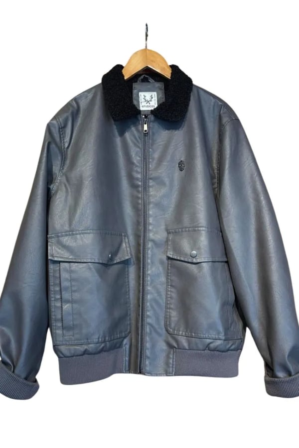 JAQUETA AVIADOR FAKE LEATHER GRAFITE