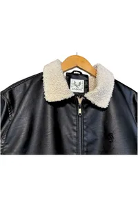 JAQUETA AVIADOR FAKE LEATHER PRETA