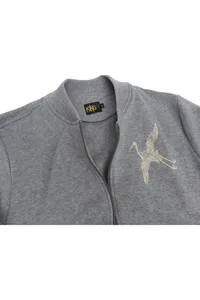JAQUETA MOLETOM BOMBER GARÇA CINZA