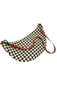 POCHETE VEGANA PIED DE POULE COM CASTOR EM LONA