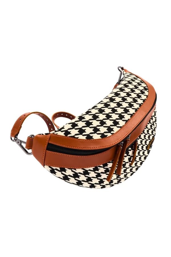 POCHETE VEGANA PIED DE POULE COM CASTOR EM LONA