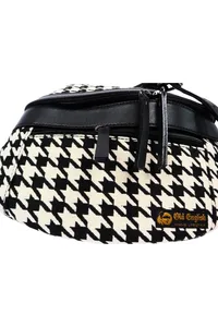 POCHETE VEGANA PIED DE POULE COM PRETO EM LONA