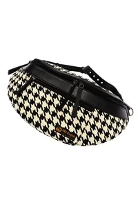 POCHETE VEGANA PIED DE POULE COM PRETO EM LONA