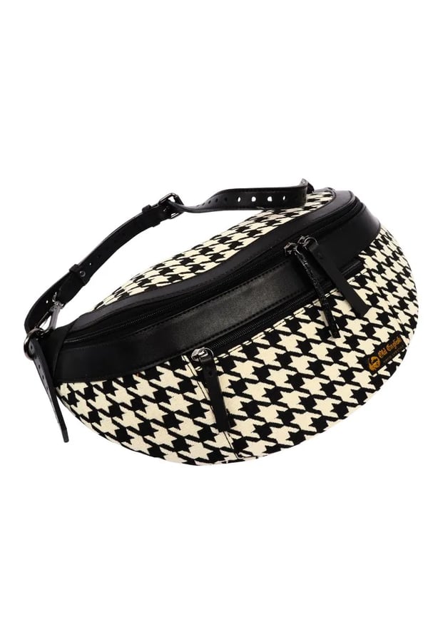POCHETE VEGANA PIED DE POULE COM PRETO EM LONA