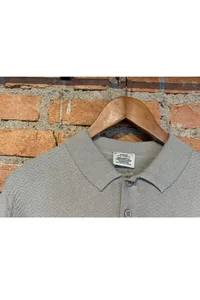 SUETER POLO TRICOT CHEVRON AREIA