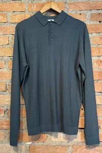 SUETER POLO TRICOT CHEVRON GRAFITE