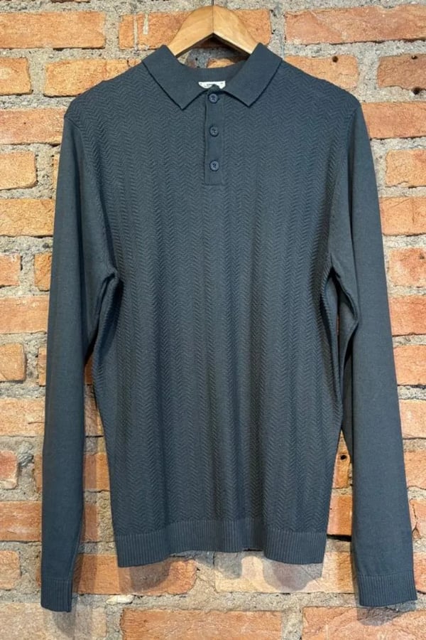SUETER POLO TRICOT CHEVRON GRAFITE