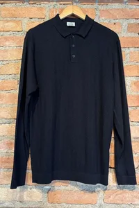 SUETER POLO TRICOT CHEVRON PRETO