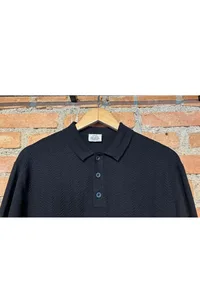 SUETER POLO TRICOT CHEVRON PRETO
