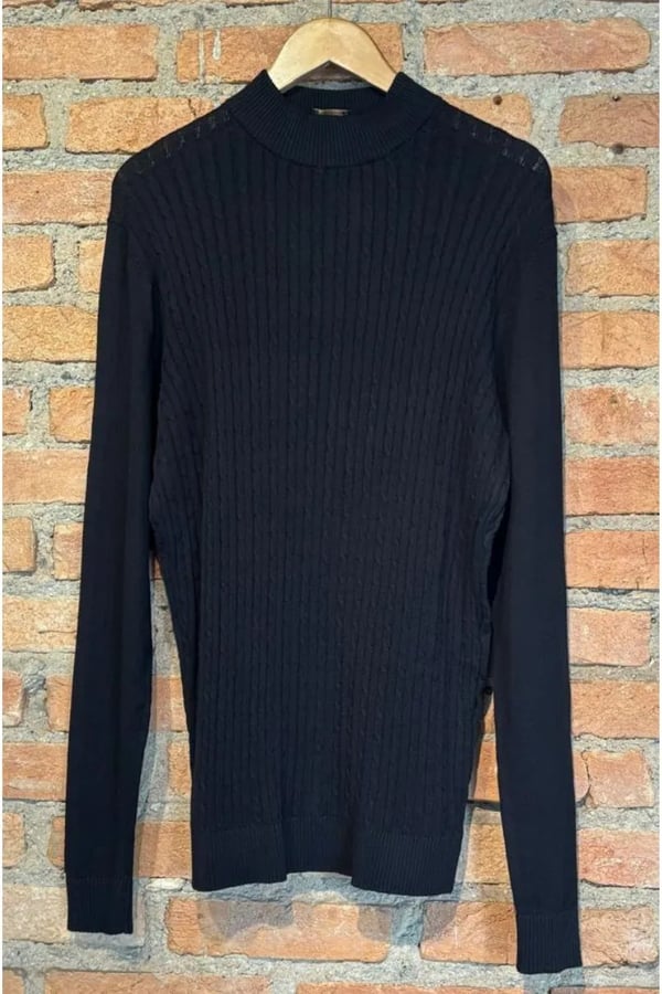 SUETER TRICOT MIL TRANÇAS PRETO