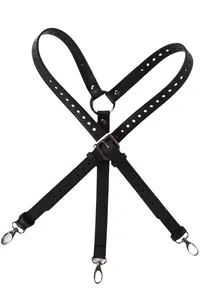 SUSPENSÓRIO FAKE LEATHER PRETO